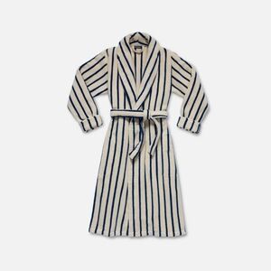 Men's Brooklinen Super-Plush Robe Striped Midnight Navy